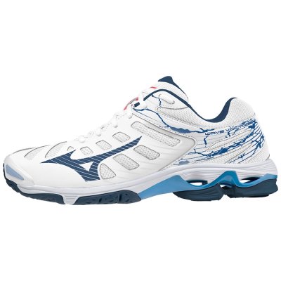 Zapatillas Para Voleibol Mizuno WAVE Voltage Hombre - Blancos / Azules Oscuro / Azules - Chile M654